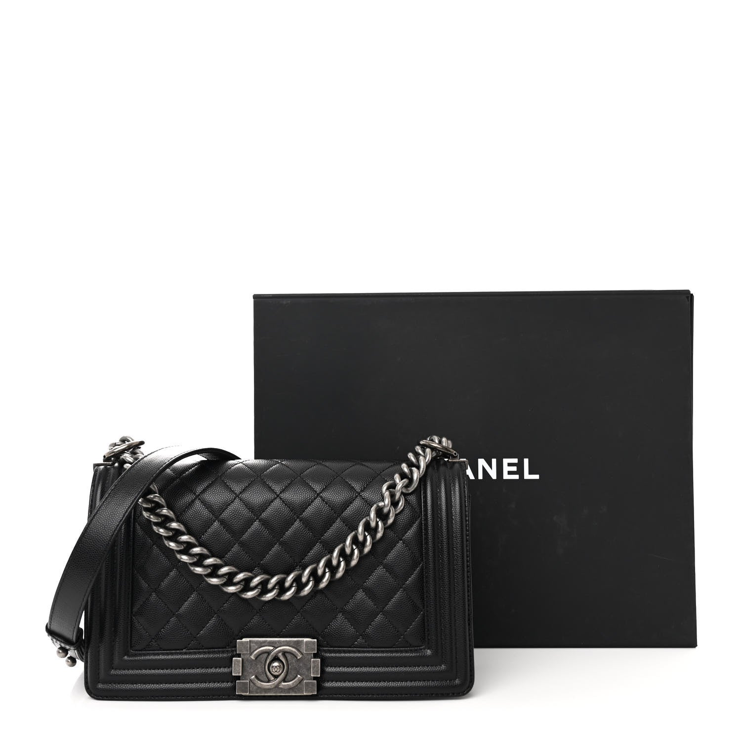 Chanel Caviar Quilted Medium Boy Flap Black 12 of 12