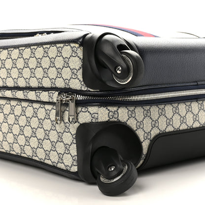 Gucci GG Supreme Monogram Textured Dollar Calfskin Web Savoy Cabin Plus Trolley Beige Blue 7 of 9