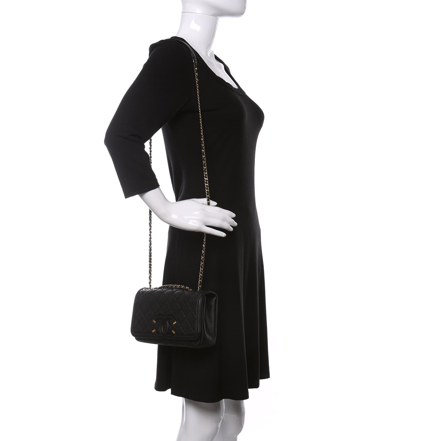 Chanel Caviar Quilted Small CC Filigree Flap Black 2 of 10