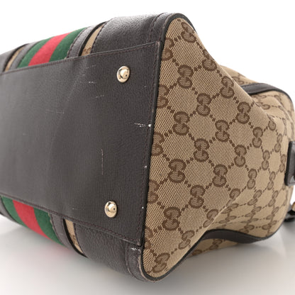 Gucci Monogram Vintage Web Medium Webby Bee Boston Dark Brown 10 of 18