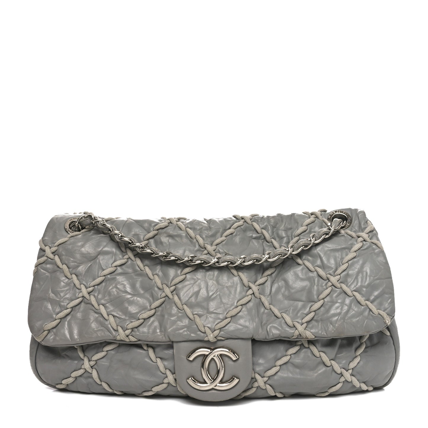 Calfskin Ultra Stitch Oversized Flap Grey
