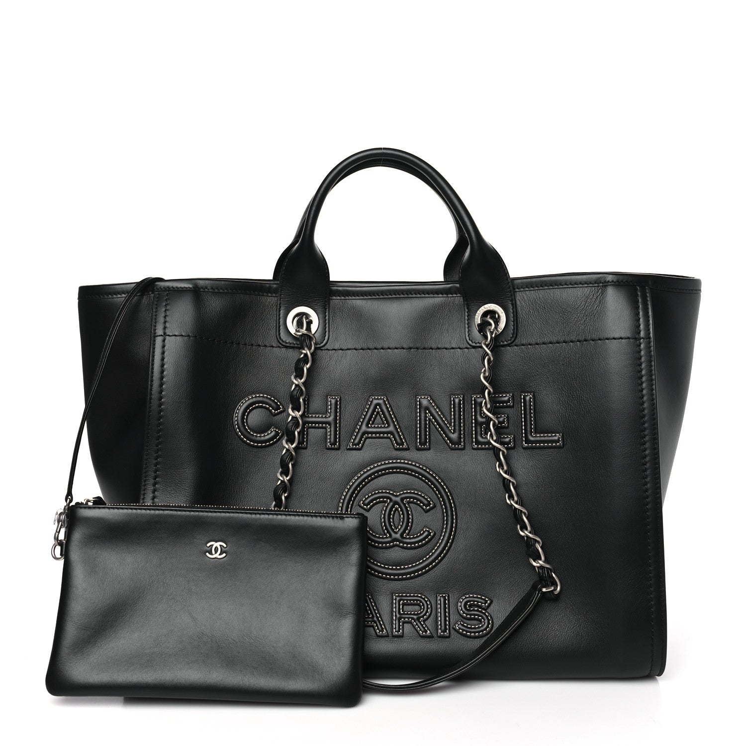 Chanel Calfskin Medium Deauville Tote Black 1504716 – FASHIONPHILE