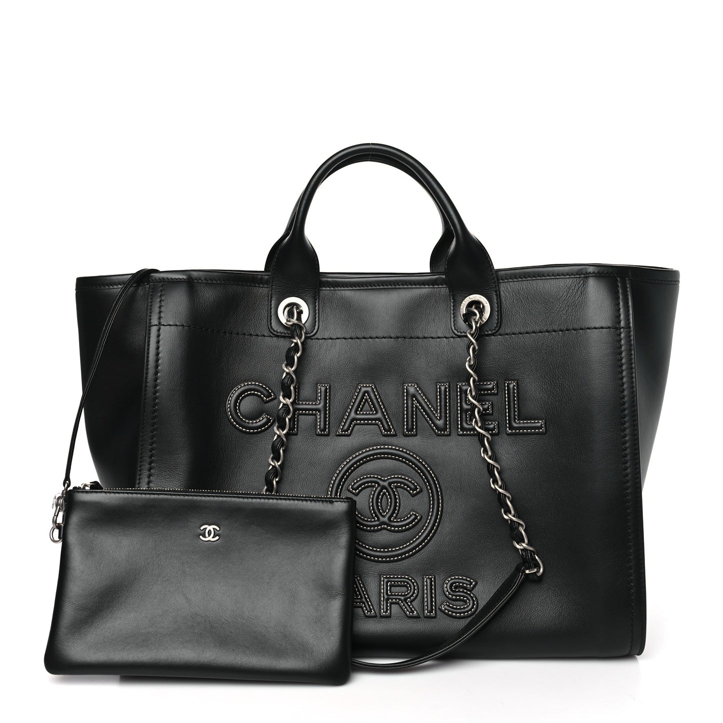 Calfskin Medium Deauville Tote Black