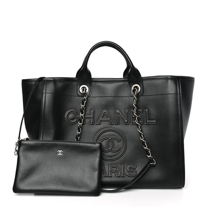Chanel Calfskin Medium Deauville Tote Black 3 of 11