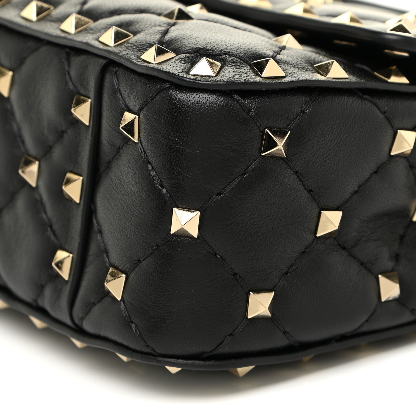 Lambskin Small Rockstud Spike Shoulder Bag Black