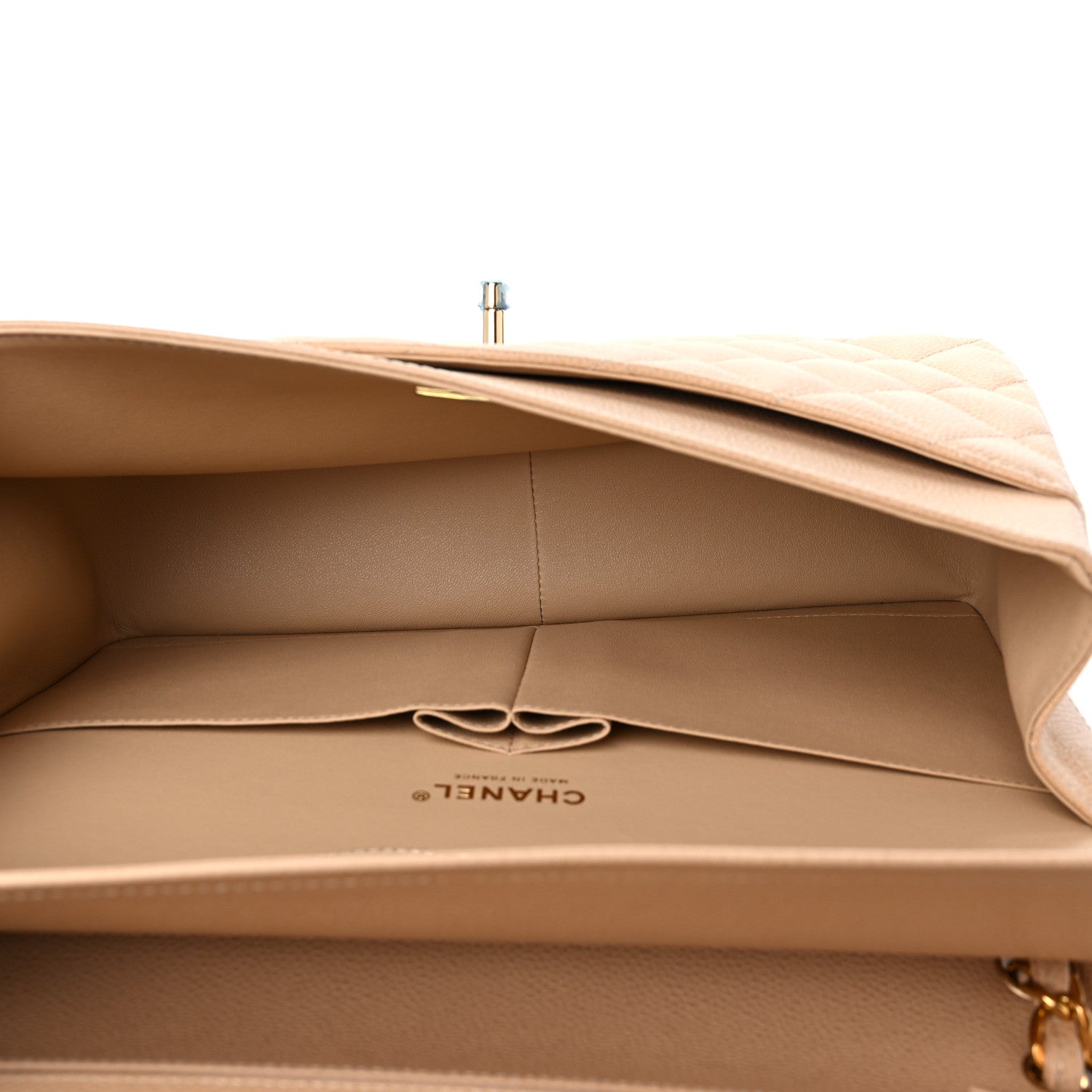 Chanel Caviar Quilted Jumbo Double Flap Beige 5 of 10