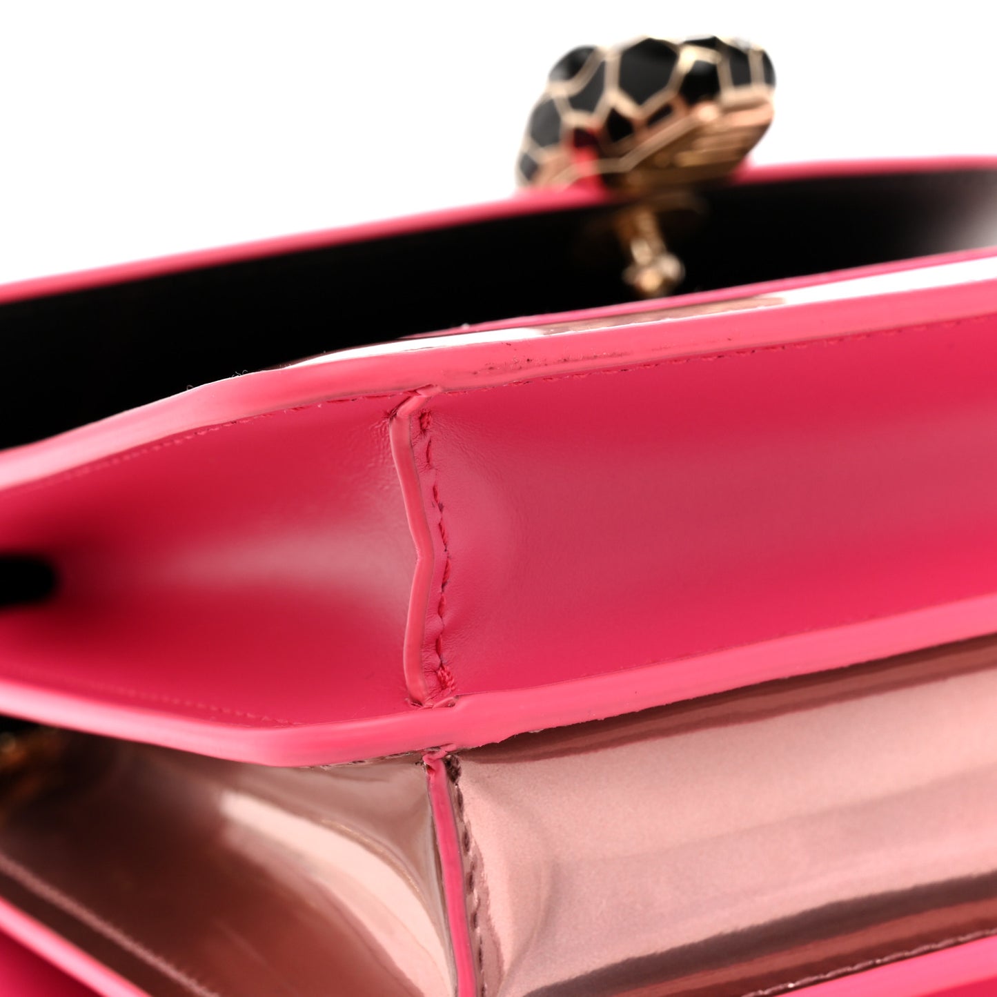 Metallic Calfskin Serpenti Forever Top Handle Pink