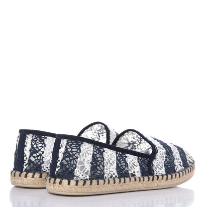 Louis Vuitton Crochet Lace Stripe Espadrille Flats 40 Navy 4 of 9