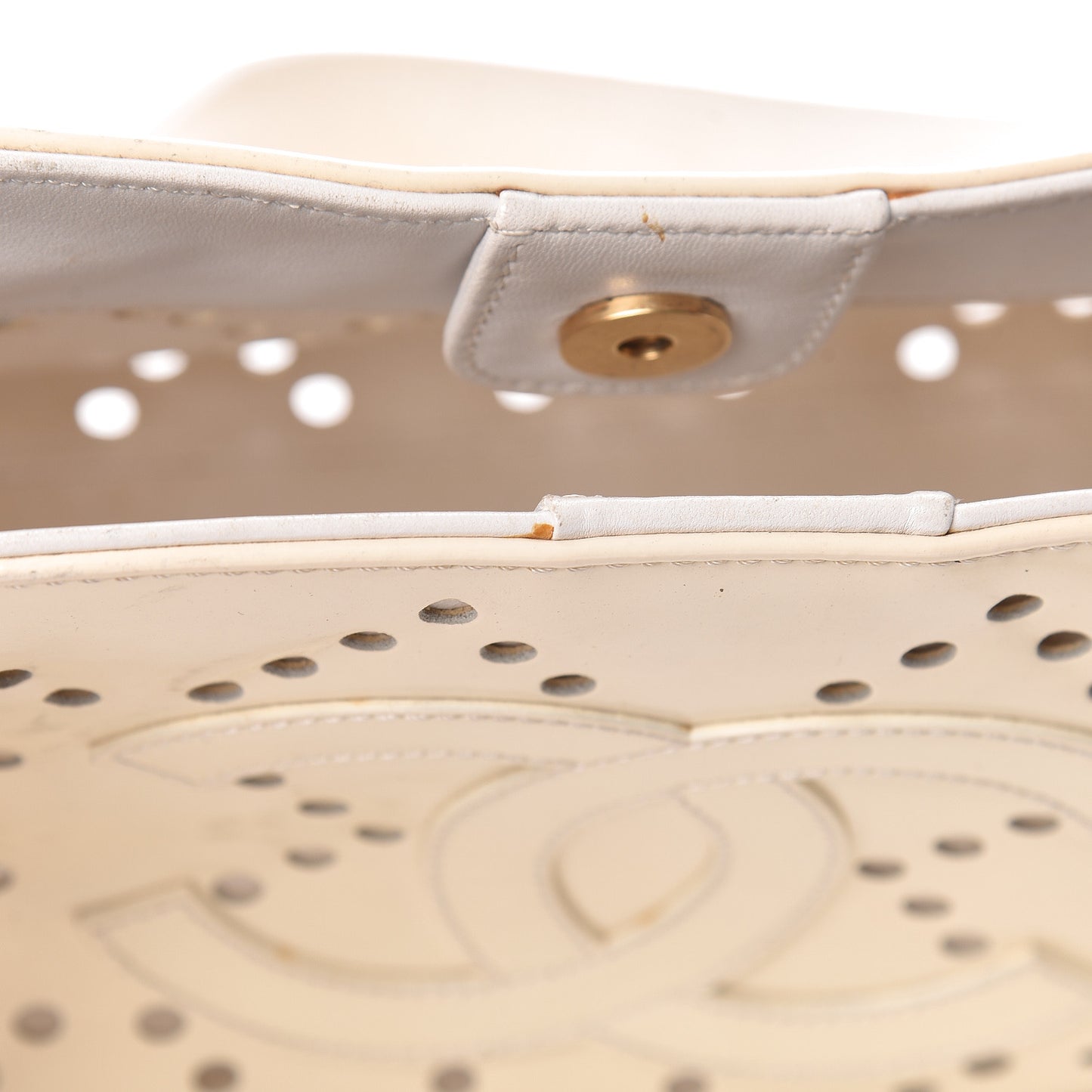 Patent Perforated CC Tote White