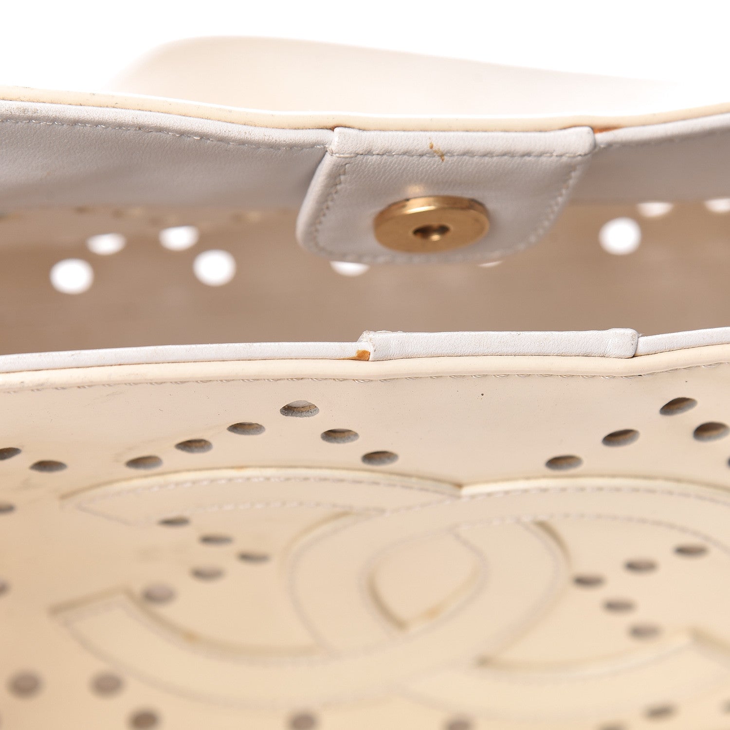 Chanel Patent Perforated CC Tote White 9 of 15