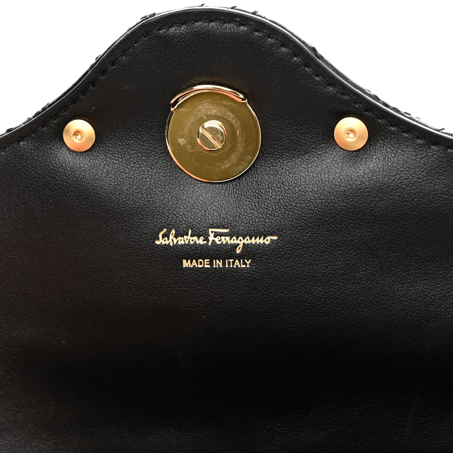 Salvatore Ferragamo Calfskin Quilted Gancini Mini Bag Black 6 of 10