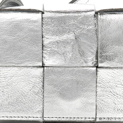 Bottega Veneta Metallic Lambskin Maxi Intrecciato Extra Mini Cassette Crossbody Bag Silver 6 of 9