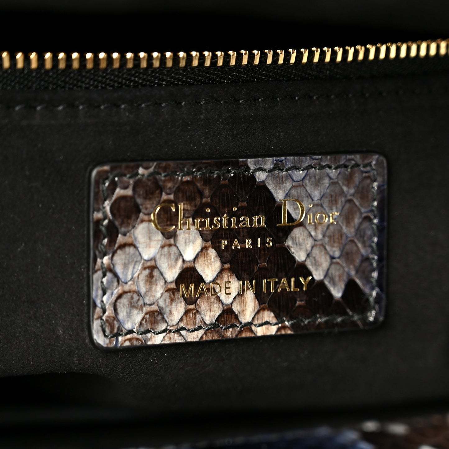 Snakeskin Small Lady Dior Bleu Multicolor