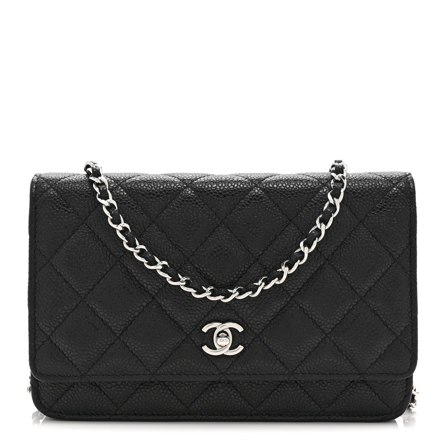 Caviar Quilted CC Turnlock Wallet On Chain WOC Black