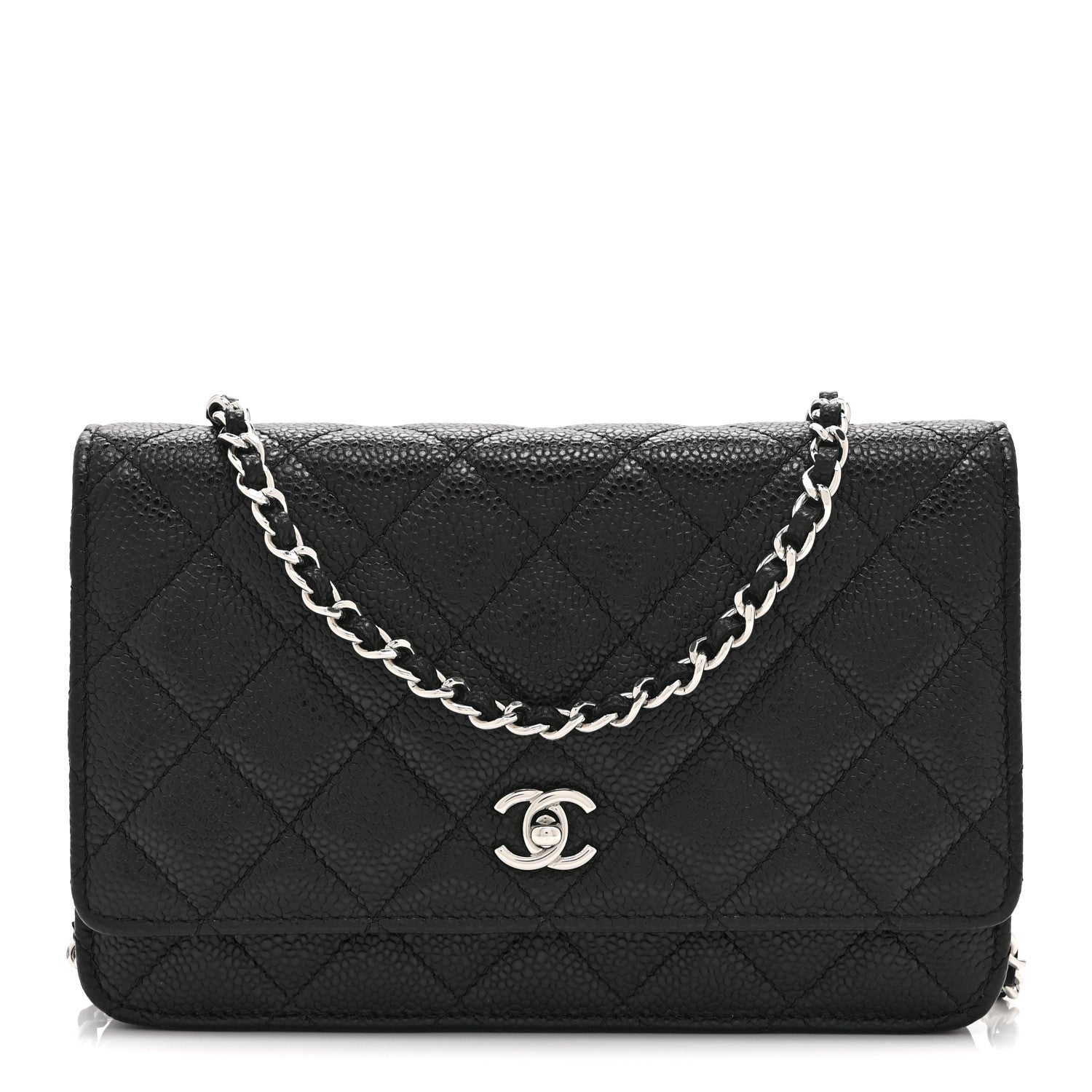 Chanel Caviar Quilted CC Turnlock Wallet On Chain WOC Black 1 of 11