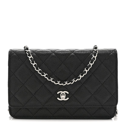 Chanel Caviar Quilted CC Turnlock Wallet On Chain WOC Black 1 of 11
