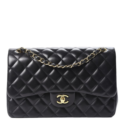 Chanel Lambskin Quilted Jumbo Double Flap Black 1 of 9
