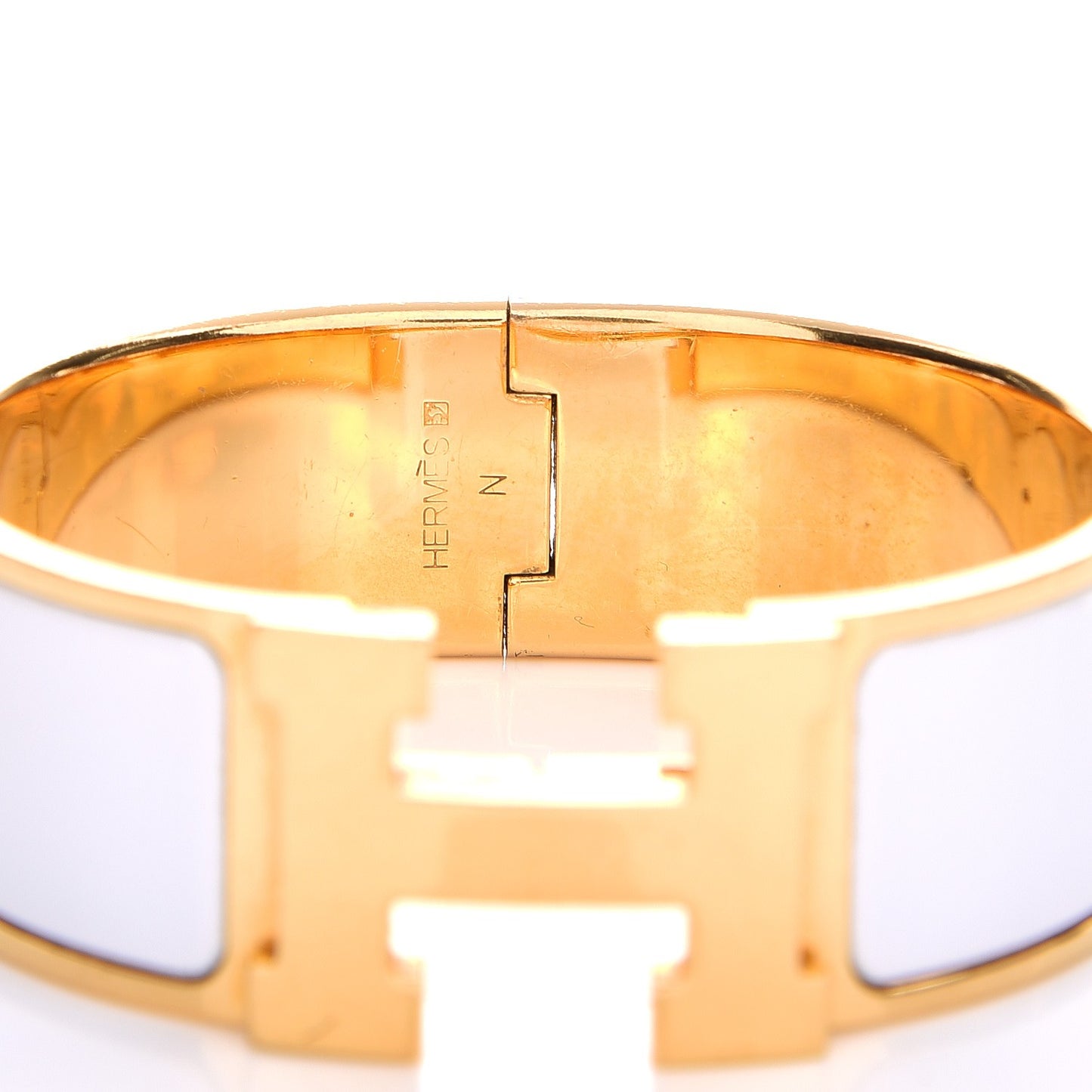 Enamel Wide Clic Clac H Bracelet PM White