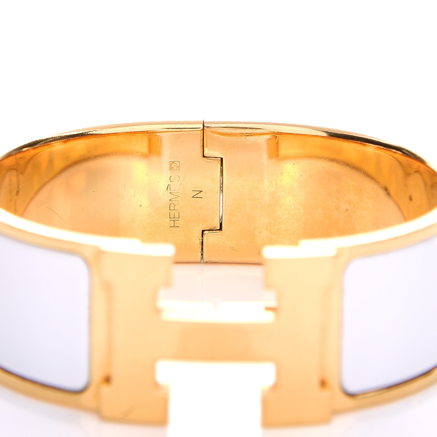 Hermes Enamel Wide Clic Clac H Bracelet PM White 4 of 5