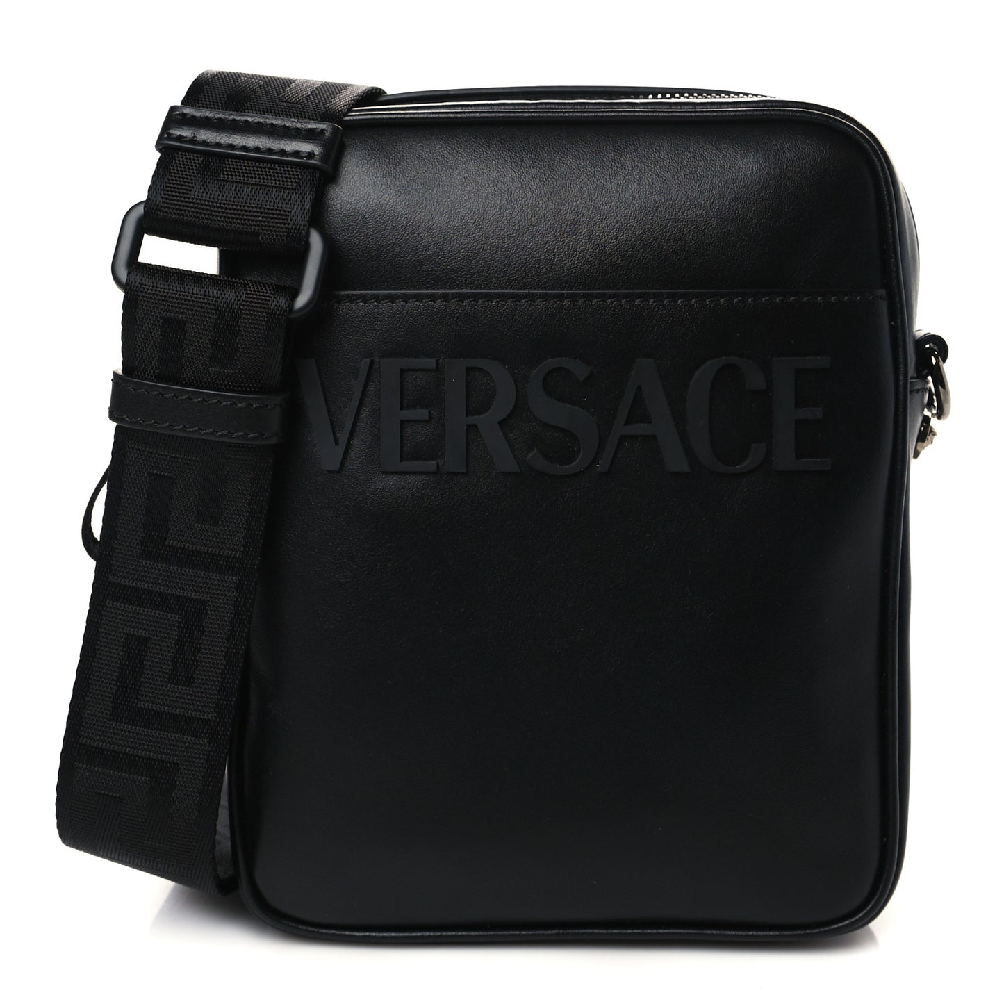 Calfskin Logo Messenger Bag Black