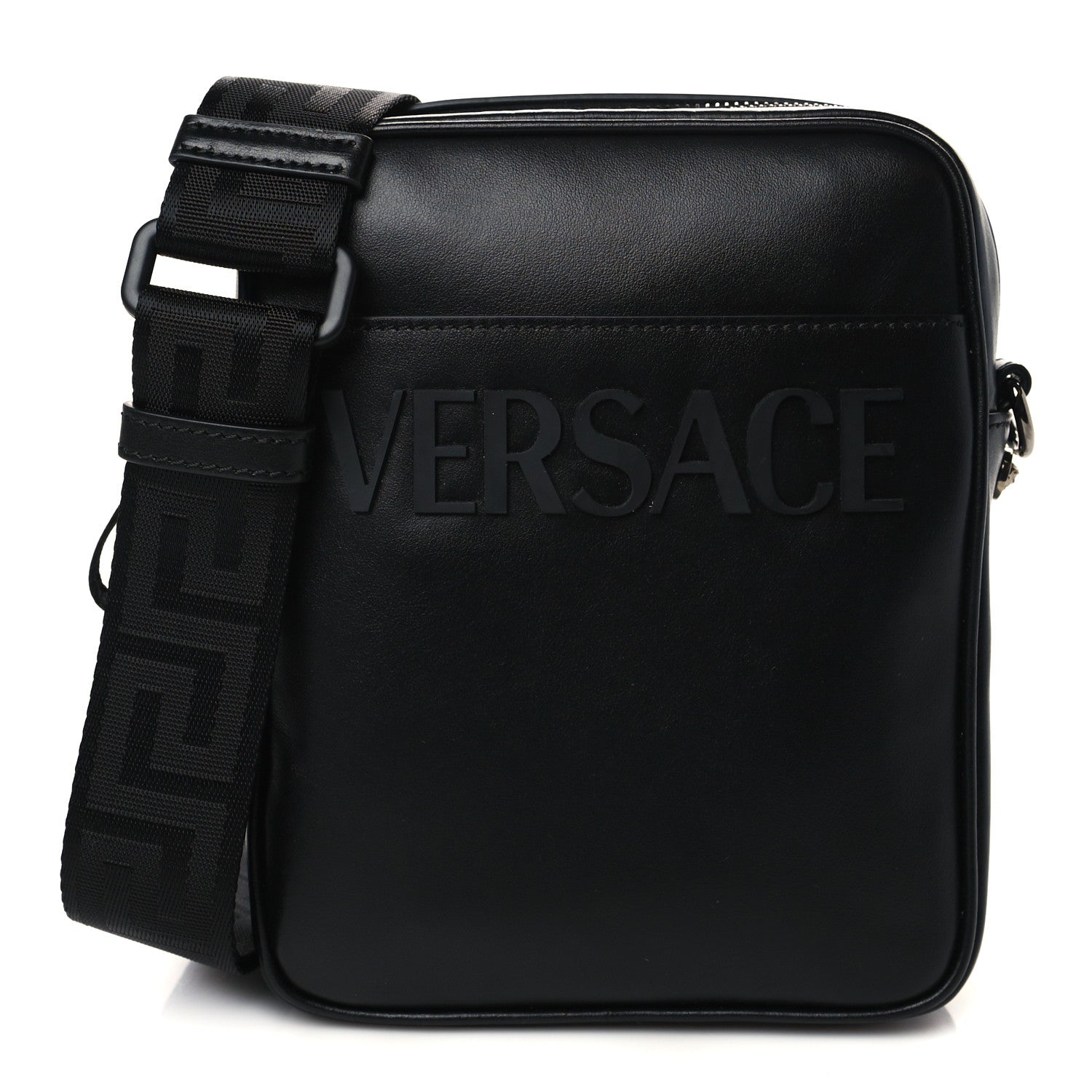 Versace Calfskin Logo Messenger Bag Black 1 of 6