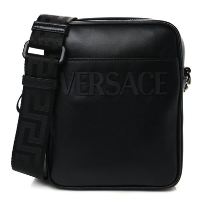 Versace Calfskin Logo Messenger Bag Black 1 of 6