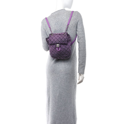 Chanel Washed Denim Quilted Denimpression Backpack Violet Purple Black 2 of 10