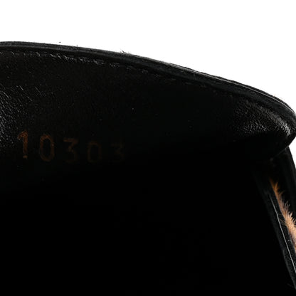 Prada Pony Hair Leopard Metal Triangle Logo 10mm Loafer Mules 40 Brown 10 of 11