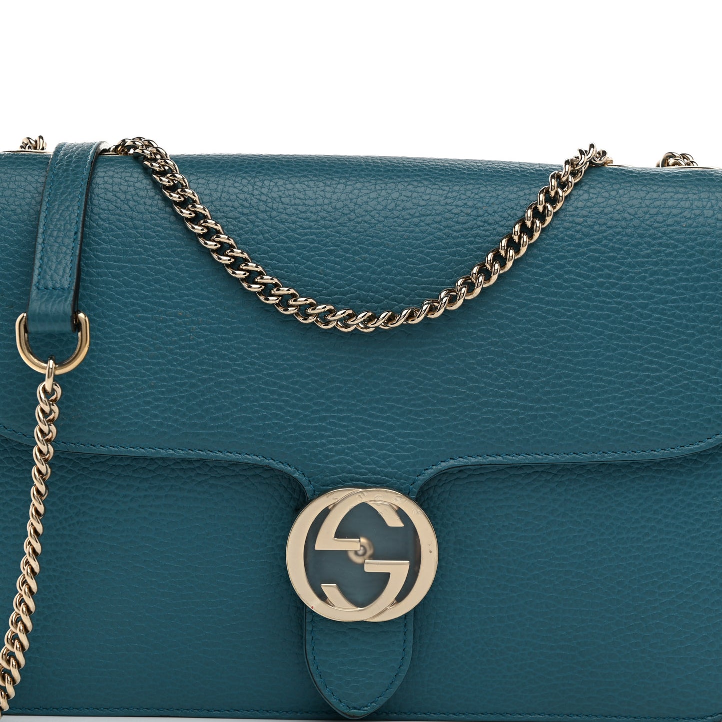 Dollar Calfskin Interlocking G Shoulder Bag Deep Cobalt