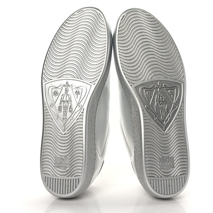 Gucci Metallic Nappa Interlocking G Perforated Mens Ace Sneakers 10 Argento 6 of 8