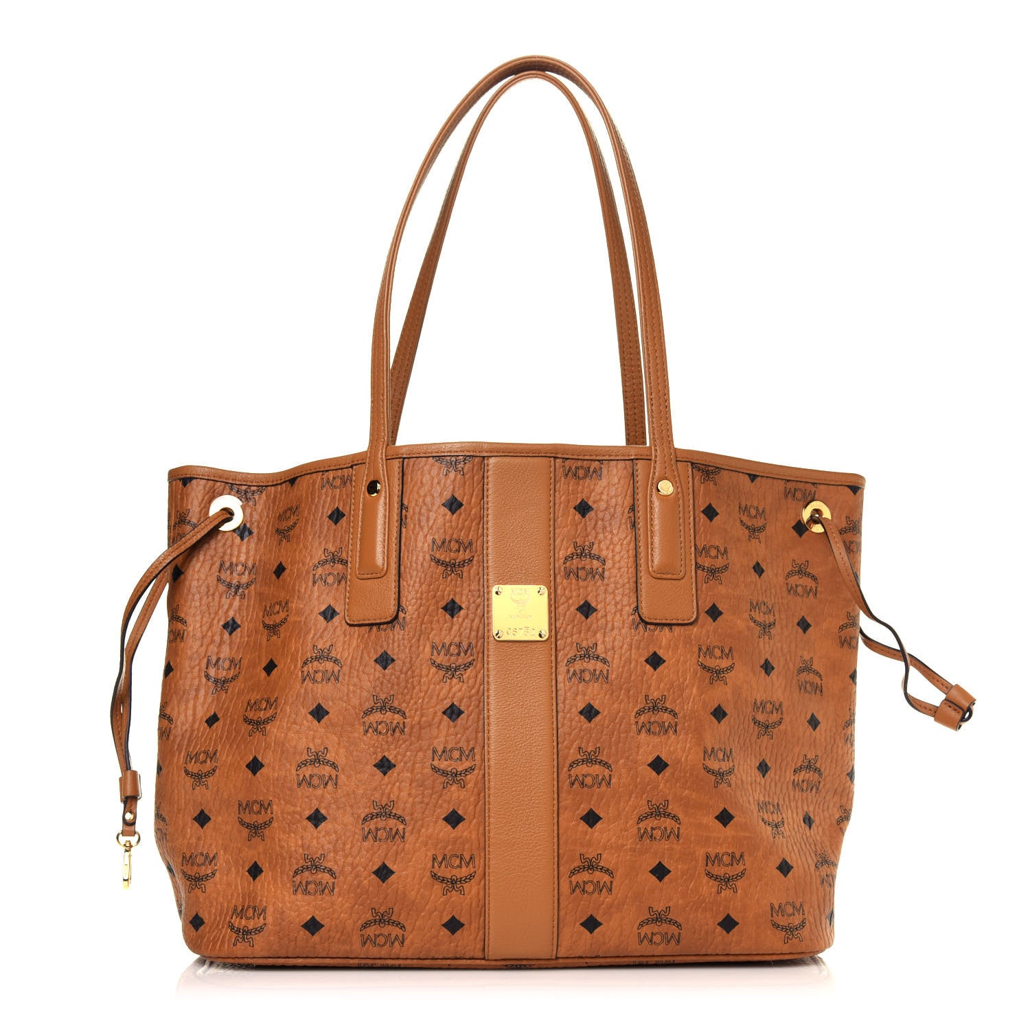 MCM Visetos Medium Liz Reversible Shopper Tote Cognac 1 of 7