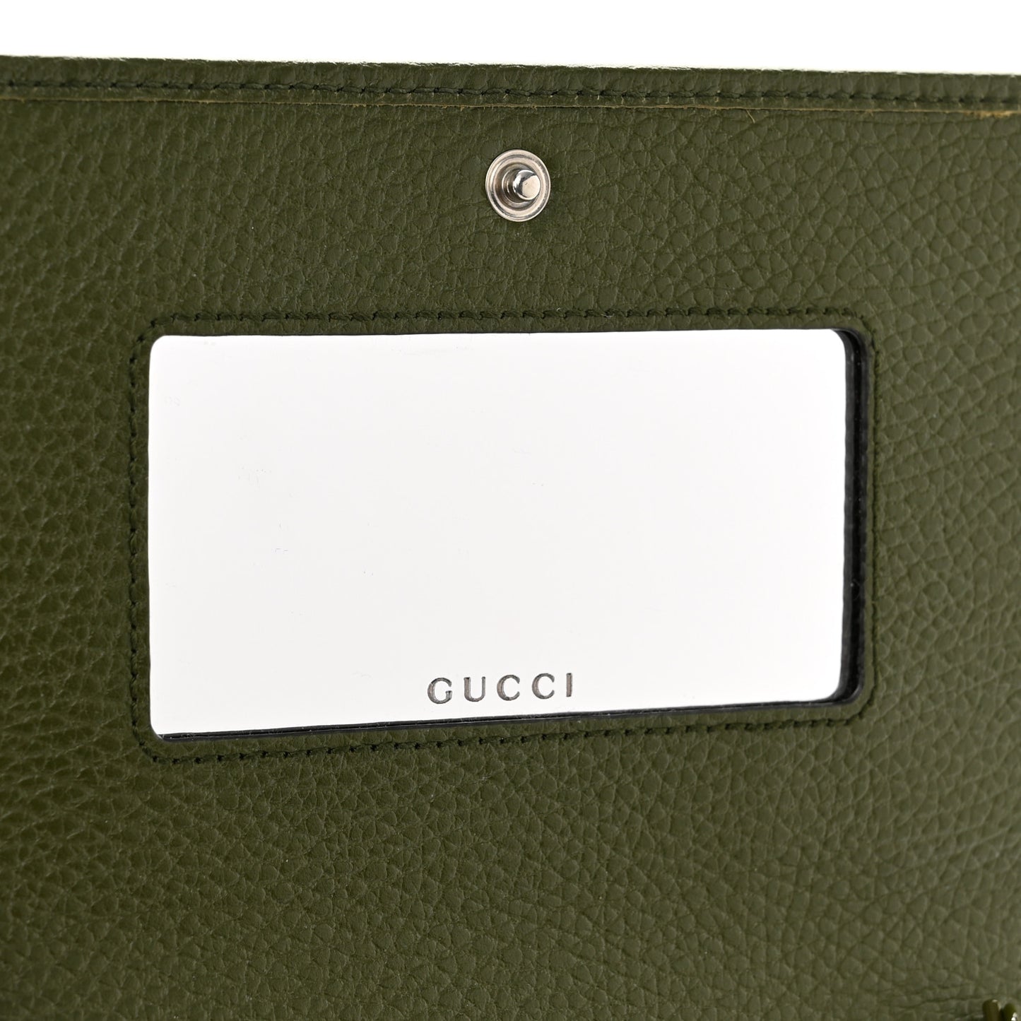 Dollar Calfskin Enamel Monochrome Mini GG Marmont Chain Wallet Military Wood