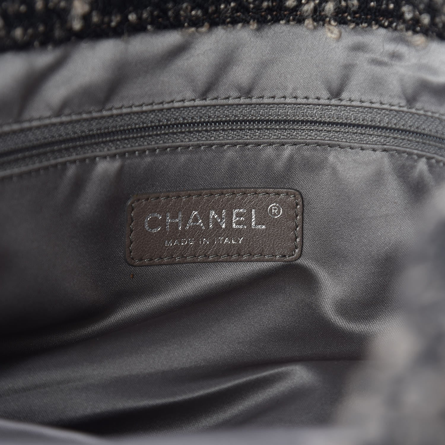 Chanel Tweed Lambskin Drawstring Tweedy Tote Taupe 8 of 10