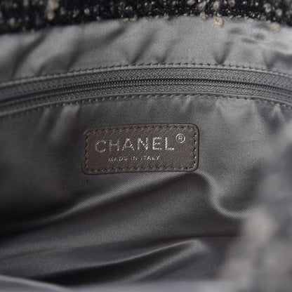 Chanel Tweed Lambskin Drawstring Tweedy Tote Taupe 8 of 10