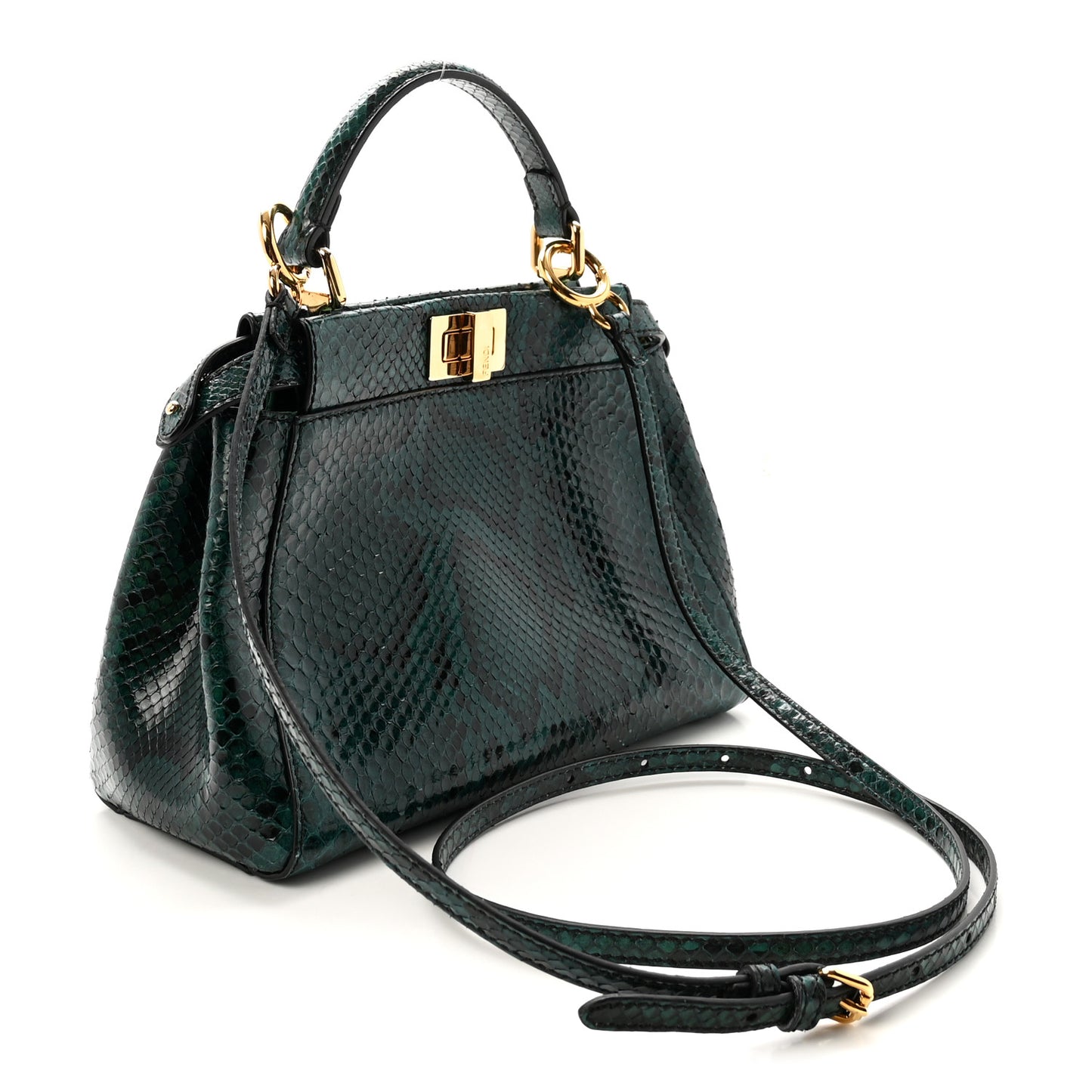 Snakeskin Shiny Nappa Mini Peekaboo Iconic Satchel Green