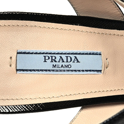 Prada Vernice Saffiano Embossed Crisscross 125mm Platform Sandals 39 Black 7 of 8