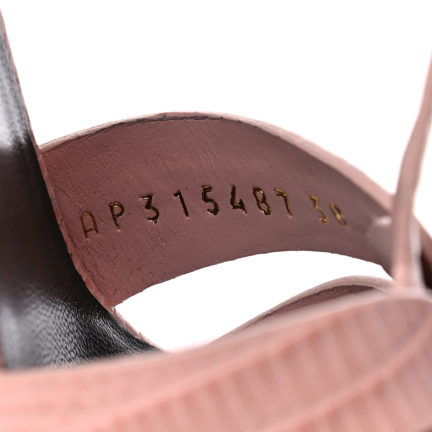 Calfskin Crocodile Embossed Tribute 105 Platform Sandals 38 Pale Pink