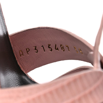 Saint Laurent Calfskin Crocodile Embossed Tribute 105 Platform Sandals 38 Pale Pink 7 of 13