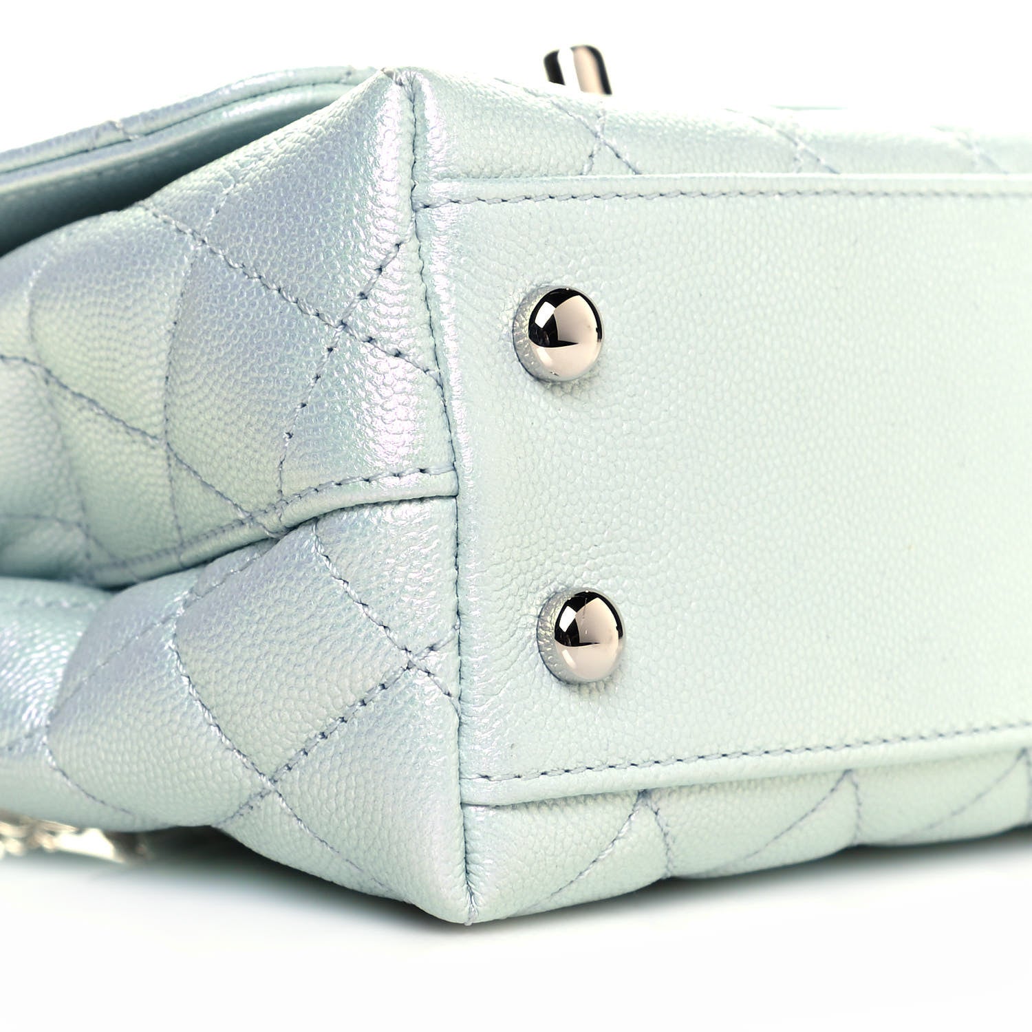 Chanel Iridescent Caviar Quilted Extra Mini Coco Handle Flap Light Blue 9 of 14