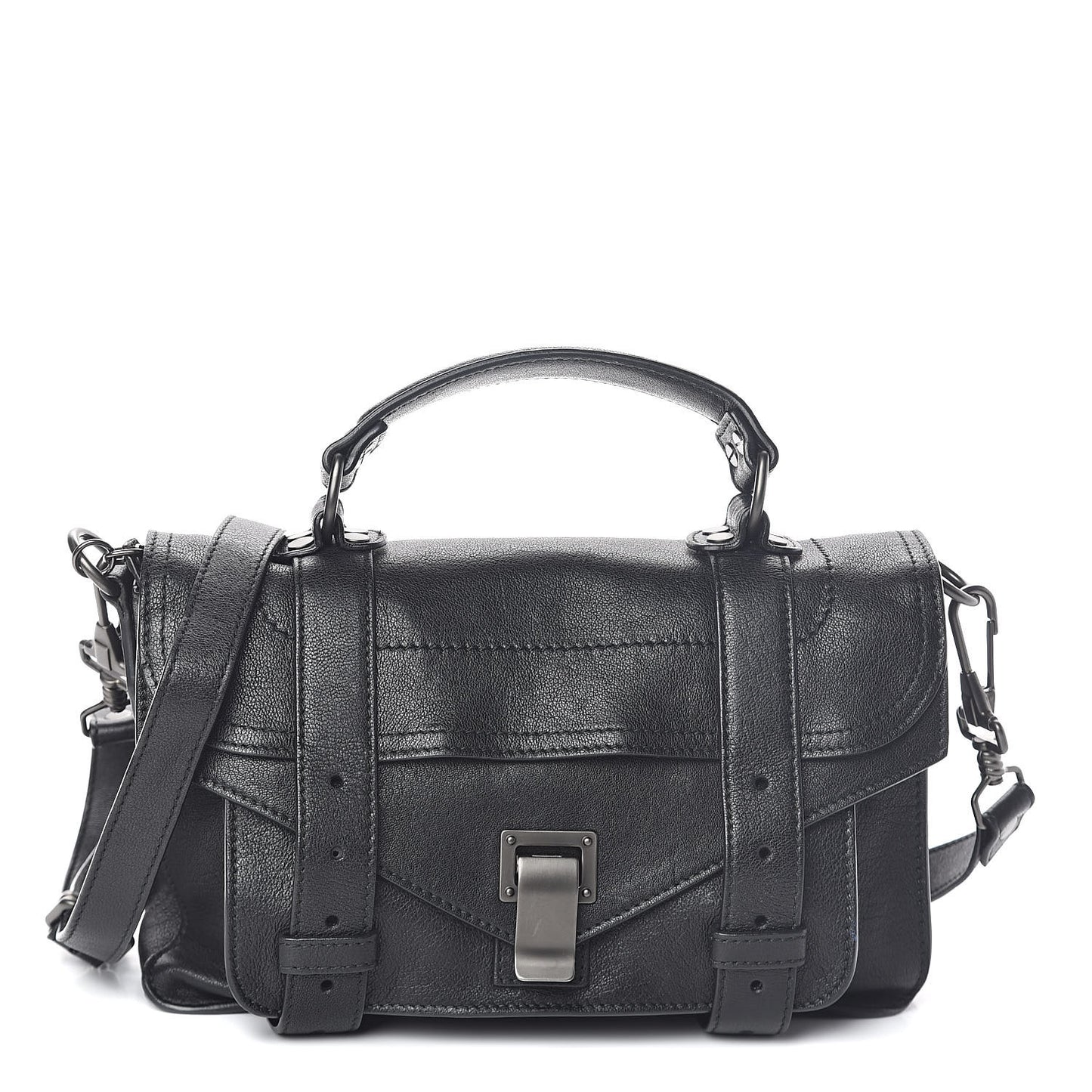 Grained Calfskin Tiny PS1 Satchel Black
