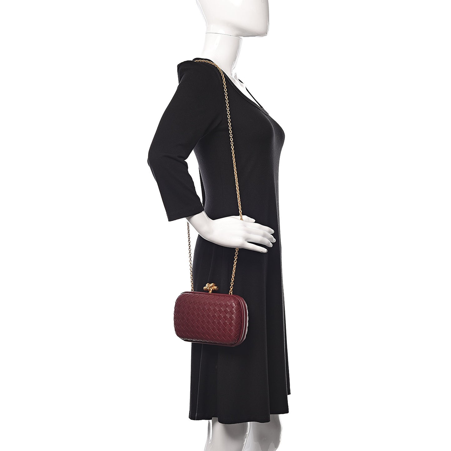 Nappa Intrecciato Chain Knot Clutch Bordeaux