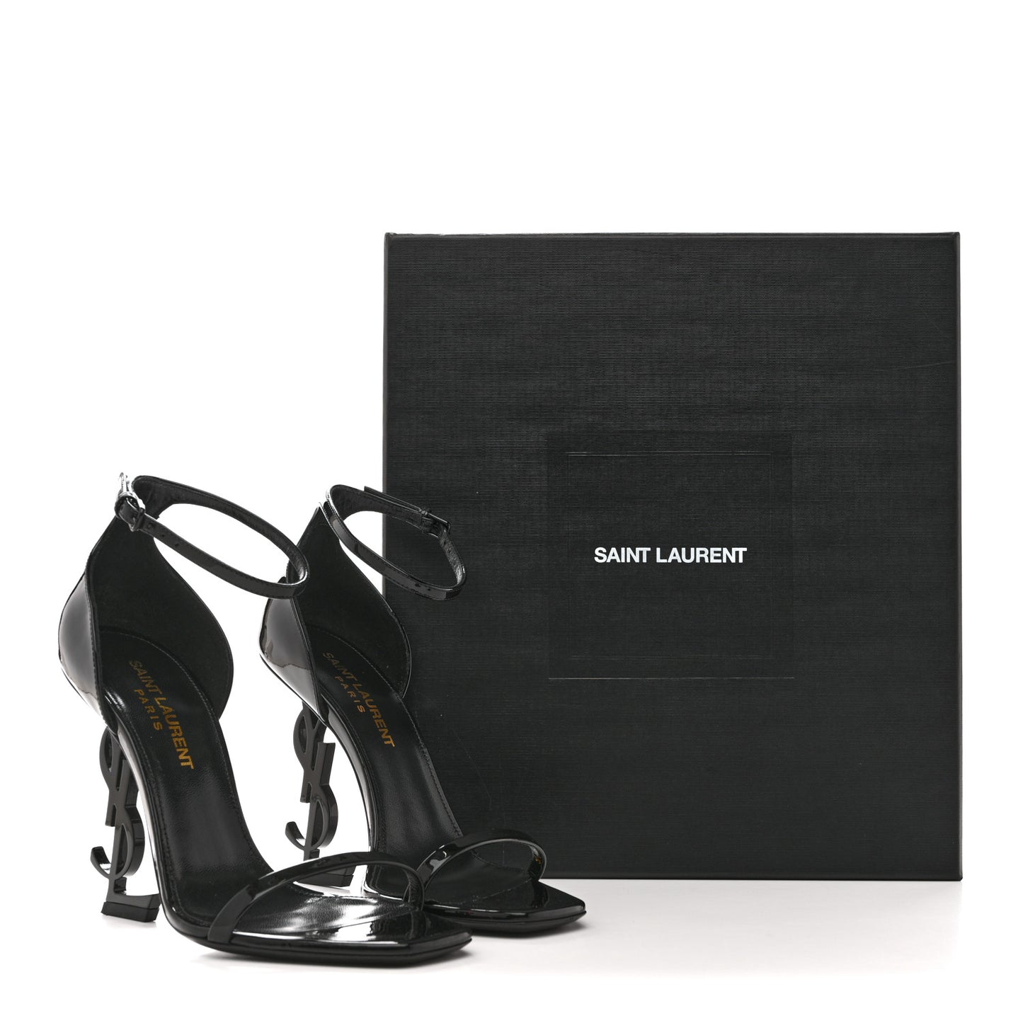 Patent Calfskin Opyum 110 Sandals 35.5 Black