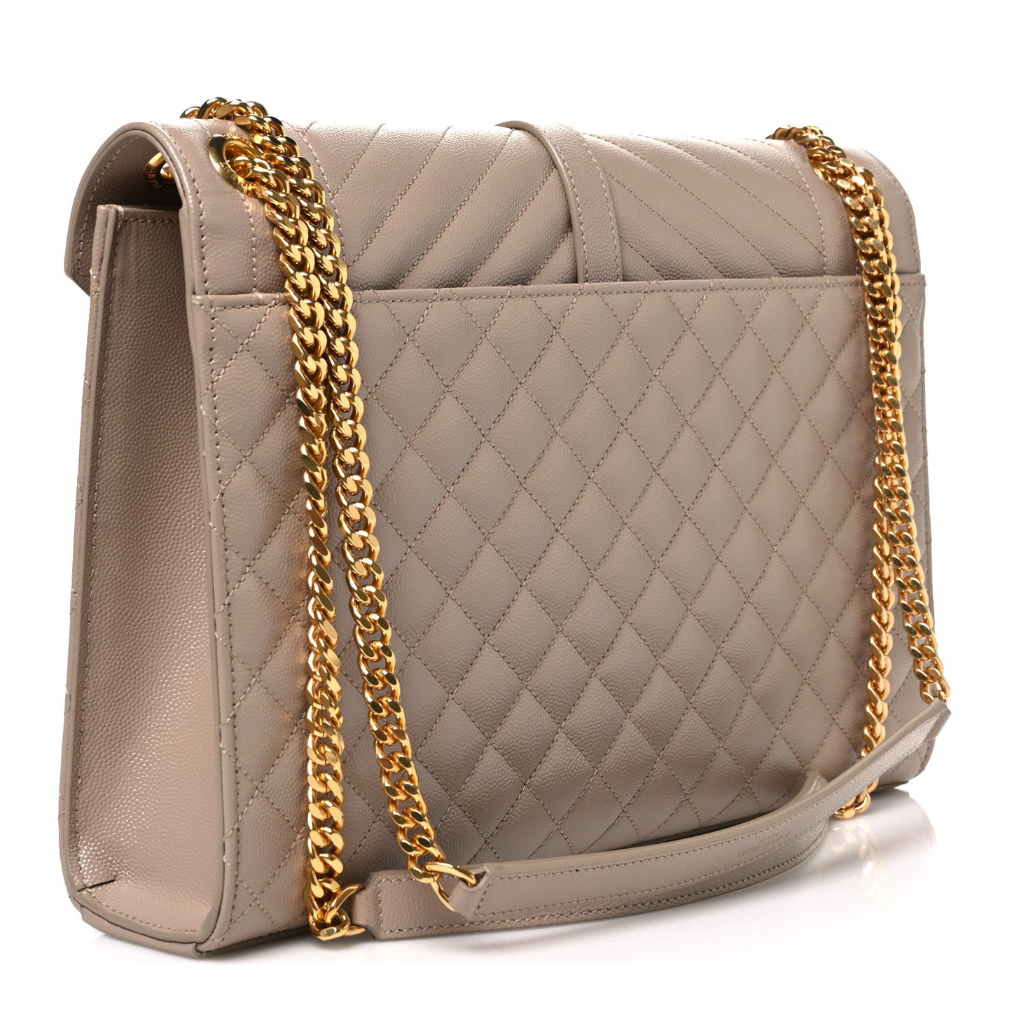 Grain De Poudre Mixed Matelasse Large Triquilt Monogram Satchel Dark Beige