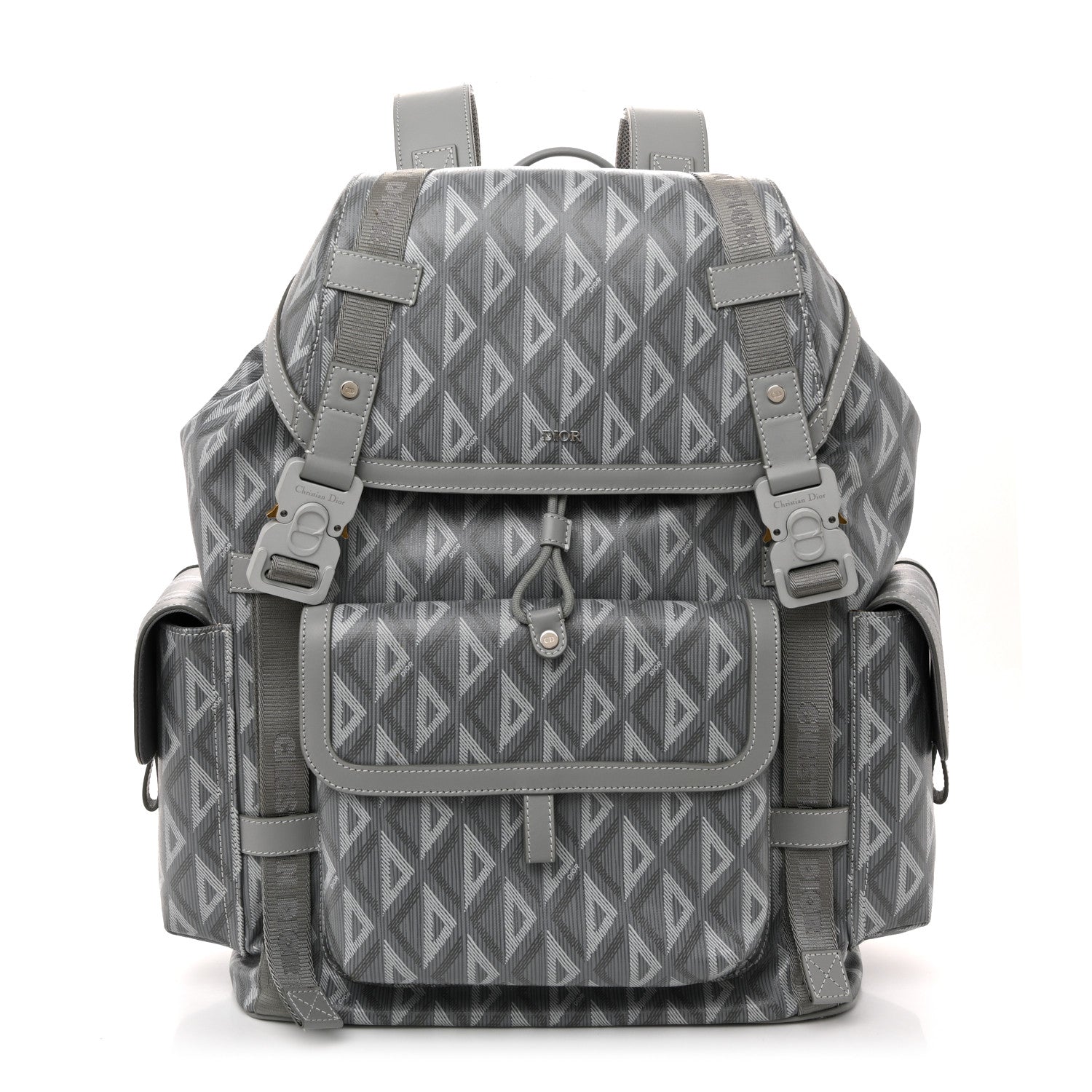 Christian Dior Coated Canvas CD Diamond Large Hit The Road Backpack Gray 1 of 12