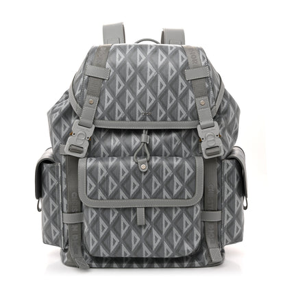 Christian Dior Coated Canvas CD Diamond Large Hit The Road Backpack Gray 1 of 12