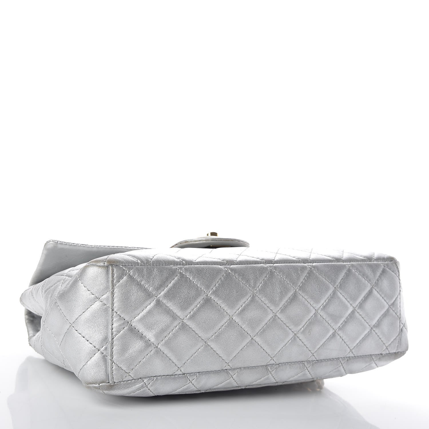 Chanel Metallic Lambskin Quilted Maxi Single Flap Silver 4 of 14