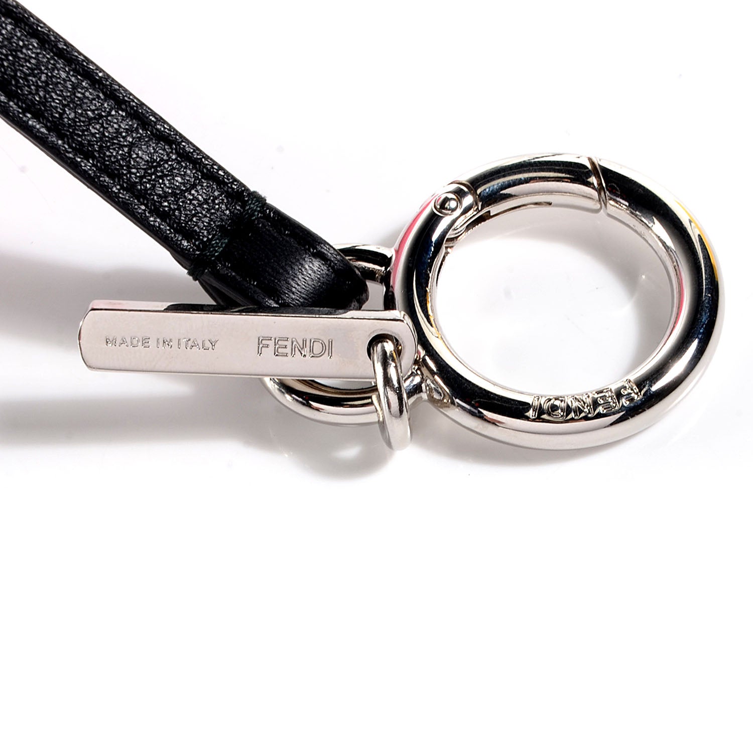 Fendi Fox Mink Goat Fur Nappa Karlito Bag Charm Black White Rosa 3 of 4