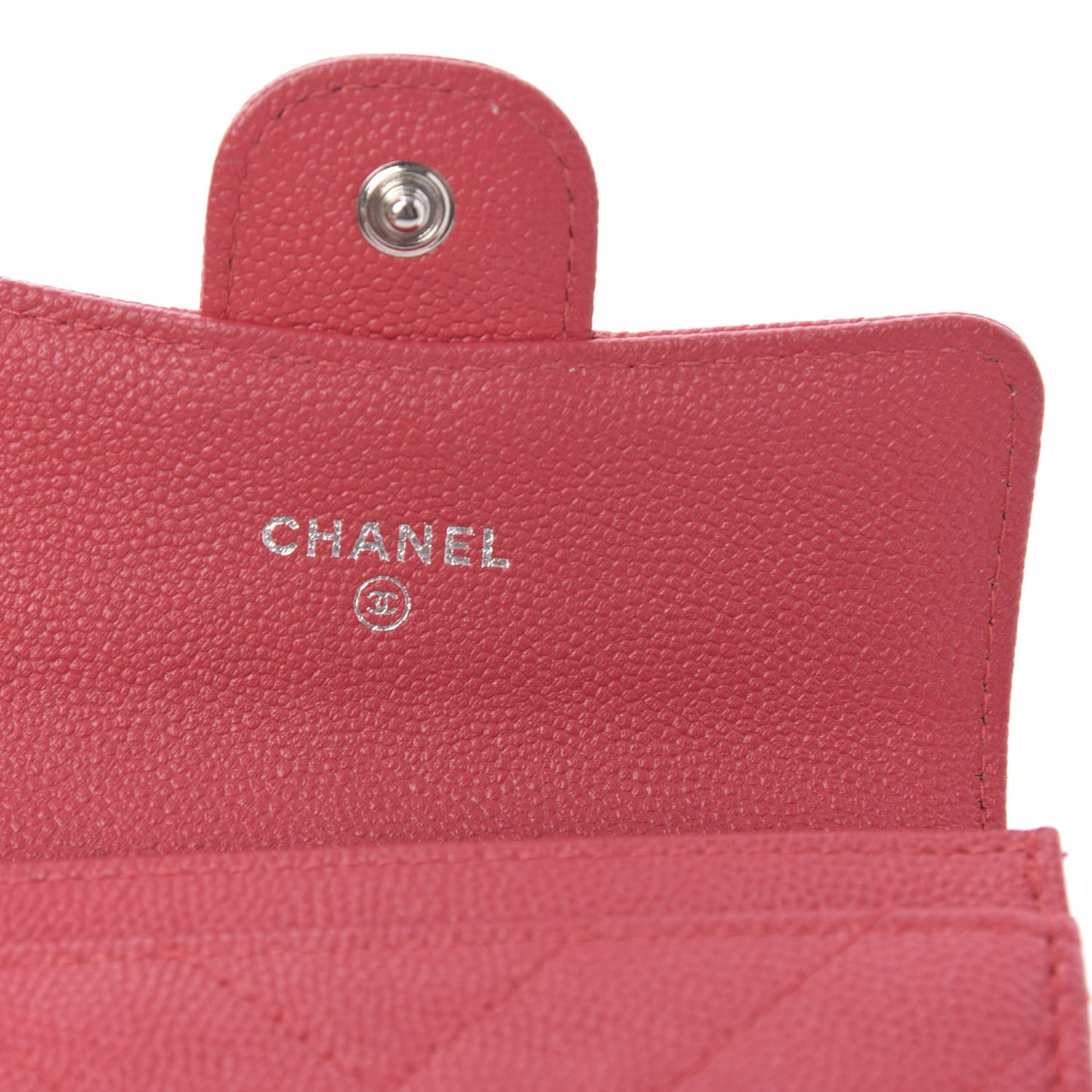 Caviar Chevron Quilted Flap Card Holder Red