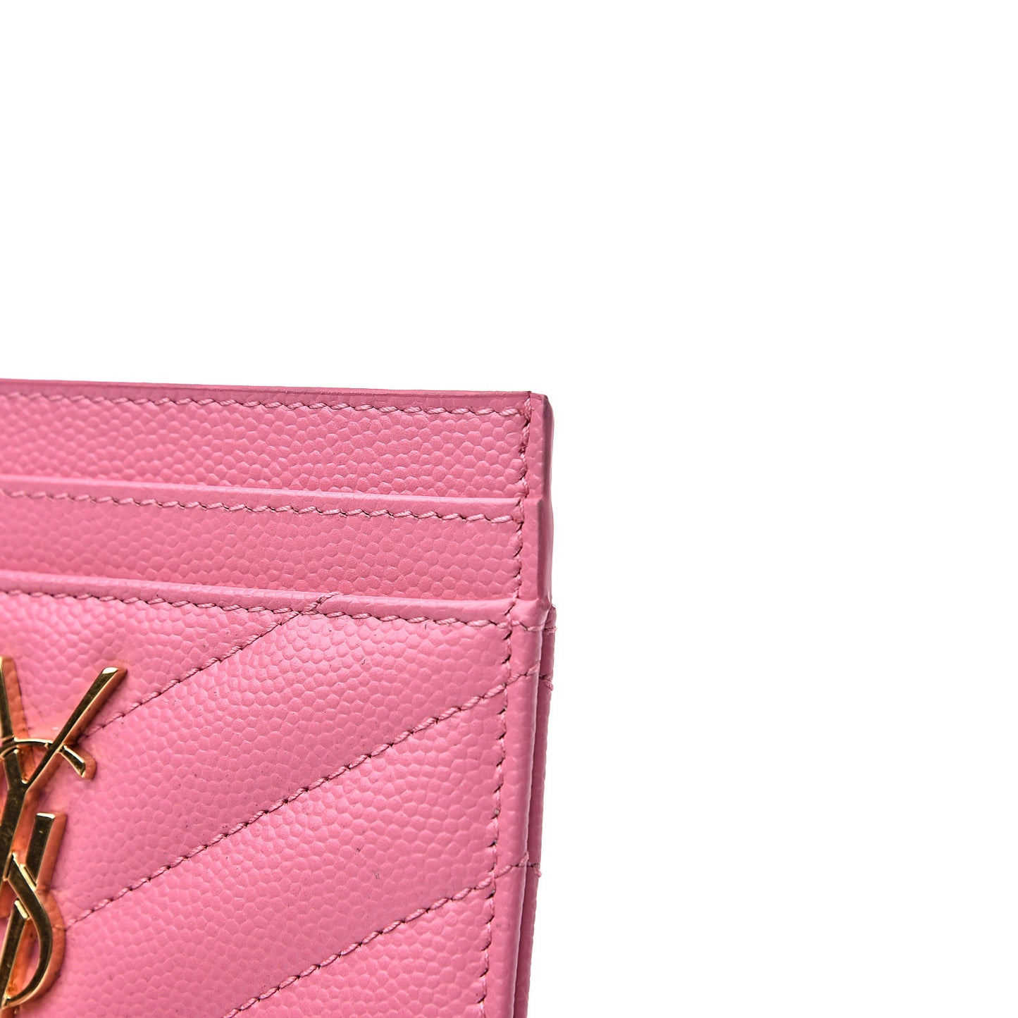 Grain De Poudre Matelasse Chevron Monogram Credit Card Case Indian Pink