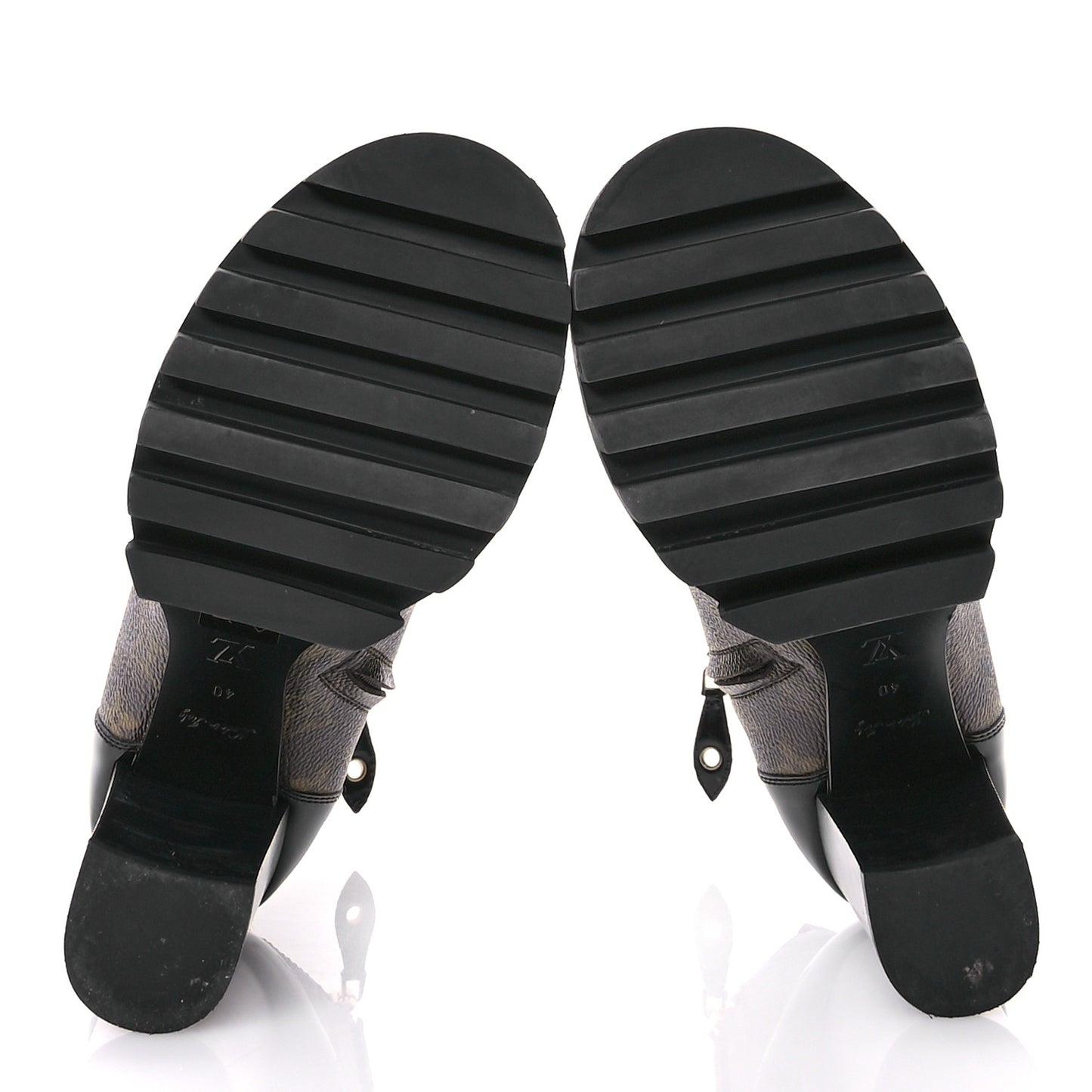 Patent Calfskin Monogram Star Trail Ankle Boots 40 Black